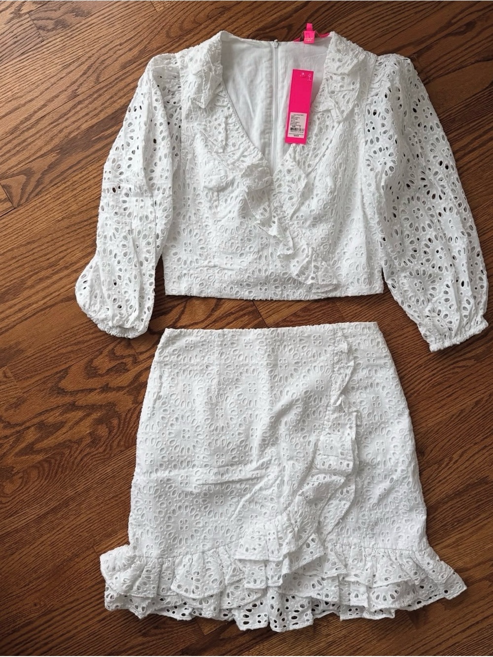 NWT Lilly Pulitzer Roca White Eyelet Ruffle Skirt Set - Picture 2 of 3